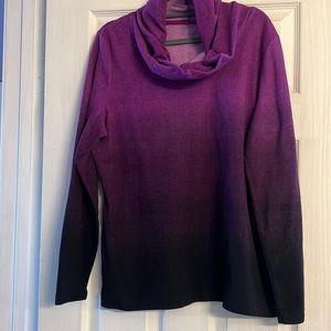 Purple to black ombre cowl neck top